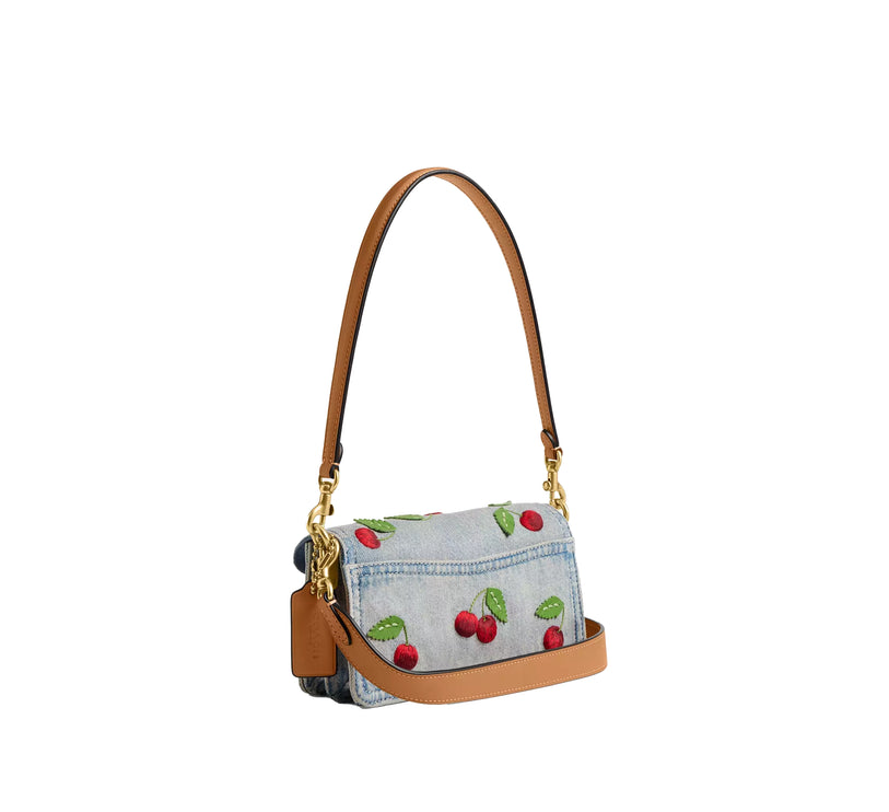Coach Women's Tabby Shoulder Bag 20 With Cherry Embroidery Brass/Denim