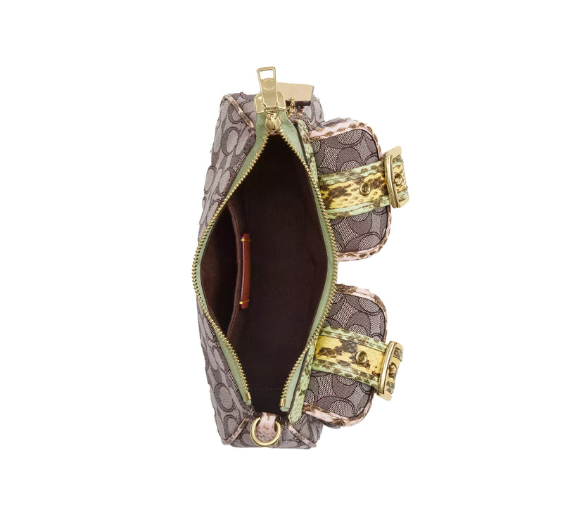 Coach Women's Ashton Shoulder Bag In Signature Jacquard Snake Embossed Leather/Gold/Oak Multi