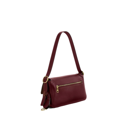 Coach Women's Etta Small Flap Shoulder Bag Gold/Maroon