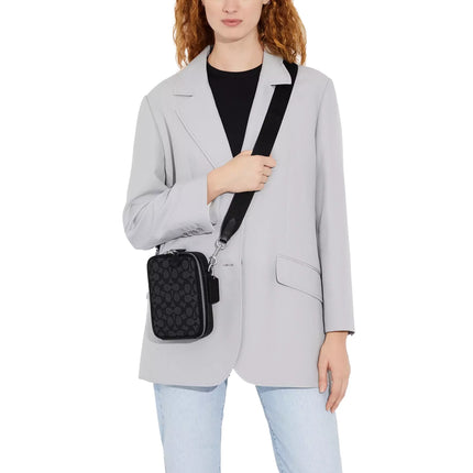 Coach Unisex Stanton Crossbody In Signature Jacquard Silver/Charcoal/Black