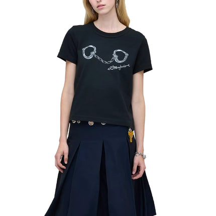 Marc Jacobs Women's Heart Handcuff Slim Tee Black
