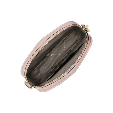 Michael Kors Women's Jet Set Pebbled Leather Camera Crossbody Bag Powder Blush/Gold