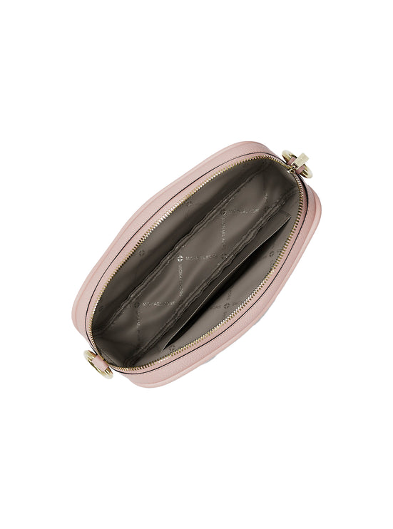 Michael Kors Women's Jet Set Pebbled Leather Camera Crossbody Bag Powder Blush/Gold