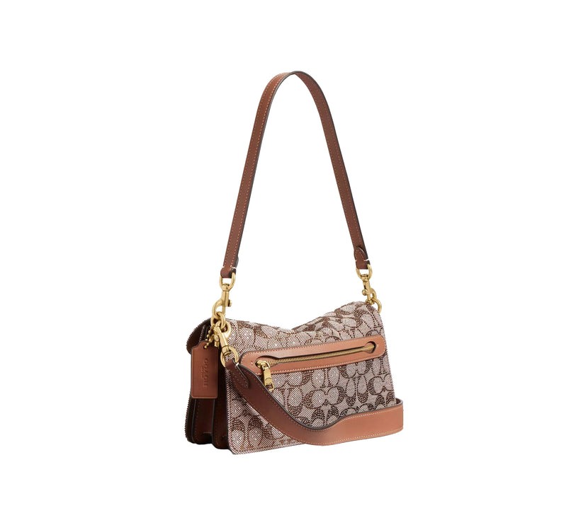Coach Women's Tabby Shoulder Bag 26 In Crystal Signature Jacquard Brass/Mushroom