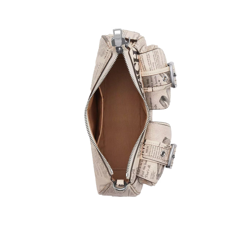 Coach Women's Ashton Shoulder Bag With Newspaper Print Silver/Chalk Multi