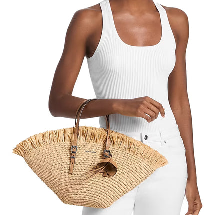 Michael Kors Women's Isa Small Hand-Crocheted Tote Bag Natural/Peanut