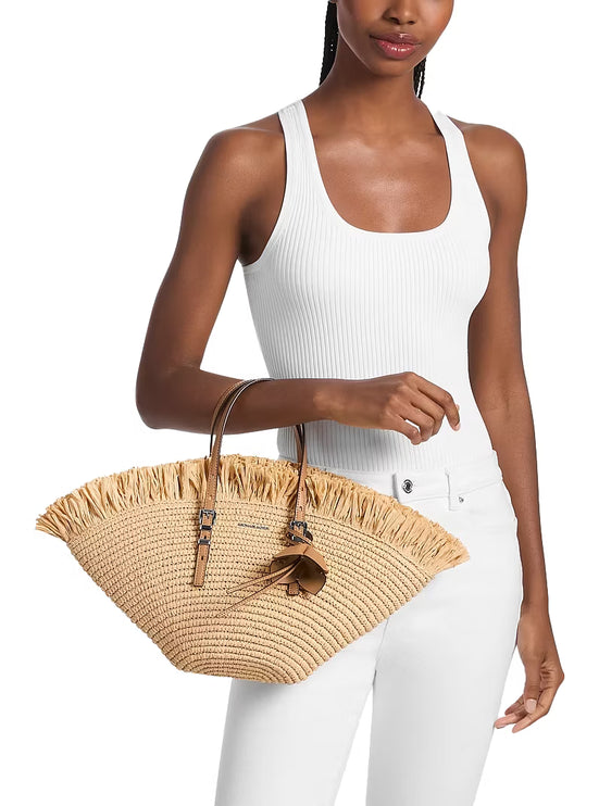 Michael Kors Women's Isa Small Hand-Crocheted Tote Bag Natural/Peanut