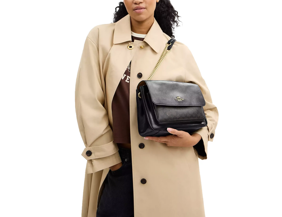 Coach Women's Elodie Crossbody Bag In Signature Canvas Gold/Walnut/Black