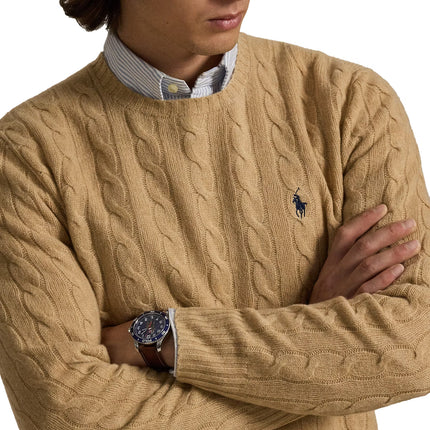 Polo Ralph Lauren Men's Cable-Knit Wool-Cashmere Sweater Camel Melange