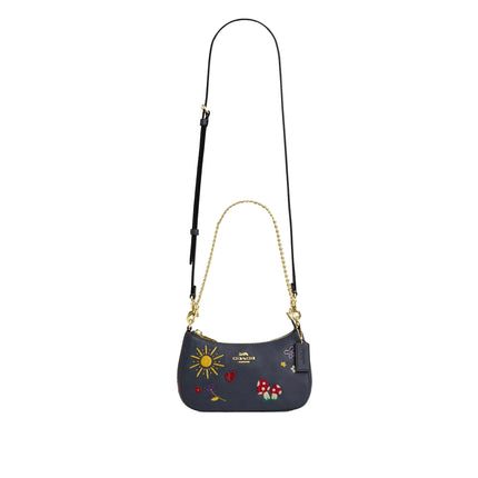 Coach Women's Teri Mini Crossbody Bag With Embroidery Gold/Dark Denim