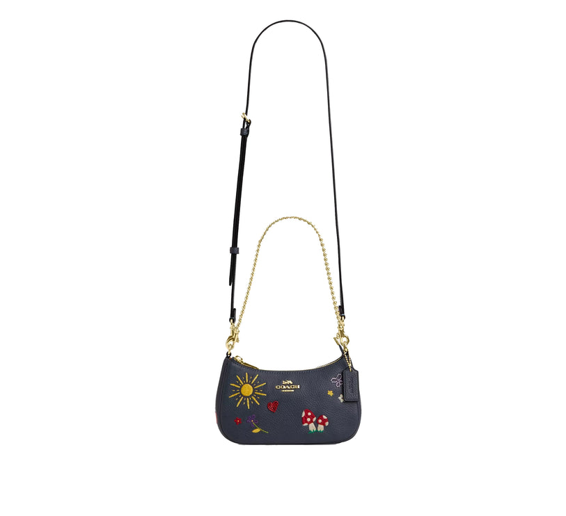 Coach Women's Teri Mini Crossbody Bag With Embroidery Gold/Dark Denim