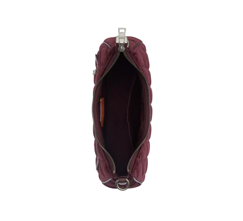 Coach Women's Teri Hobo Bag In Organic Cotton With Quilting Gunmetal/Burgundy