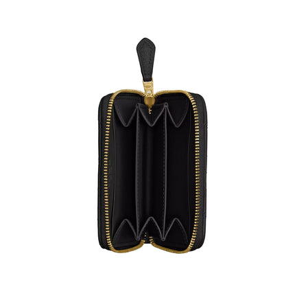 Coach Women's Essential Small Zip Around Card Case With Pillow Quilting Brass/Black