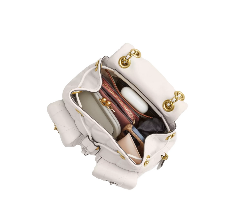 Coach Women's Tabby Backpack With Pillow Quilting Brass/Chalk