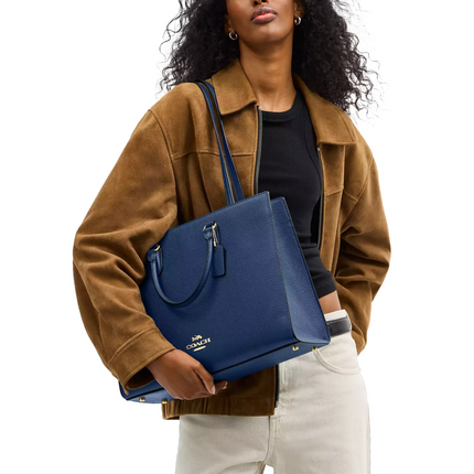 Coach Women's Maggie Tote Bag Gold/Deep Blue