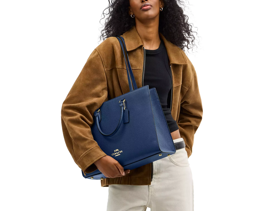 Coach Women's Maggie Tote Bag Gold/Deep Blue