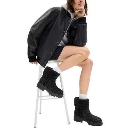 Coach Women's Chunky Sherpa Bootie In Signature Suede Black
