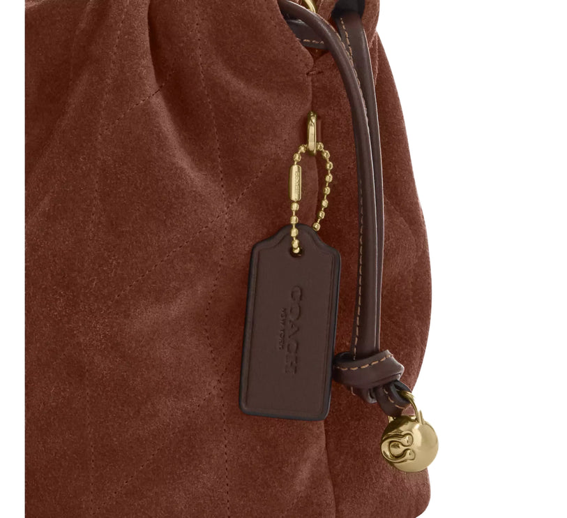 Coach Women's Faye Mini Drawstring Bag With Quilting Suede Gold