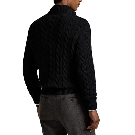 Polo Ralph Lauren Men's Cable-Knit Cotton Quarter-Zip Sweater Polo Black