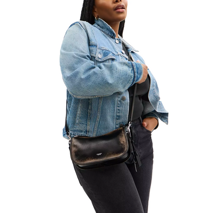 Coach Women's Waverly Bag In Loved Leather Silver/Black Brown