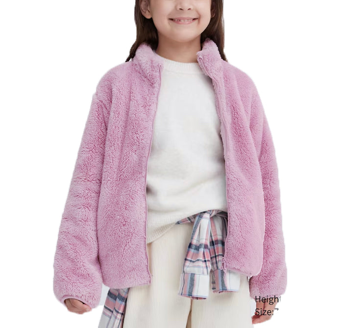 Uniqlo Kid's Fluffy Yarn Fleece Full Zip Jacket 11 Pink