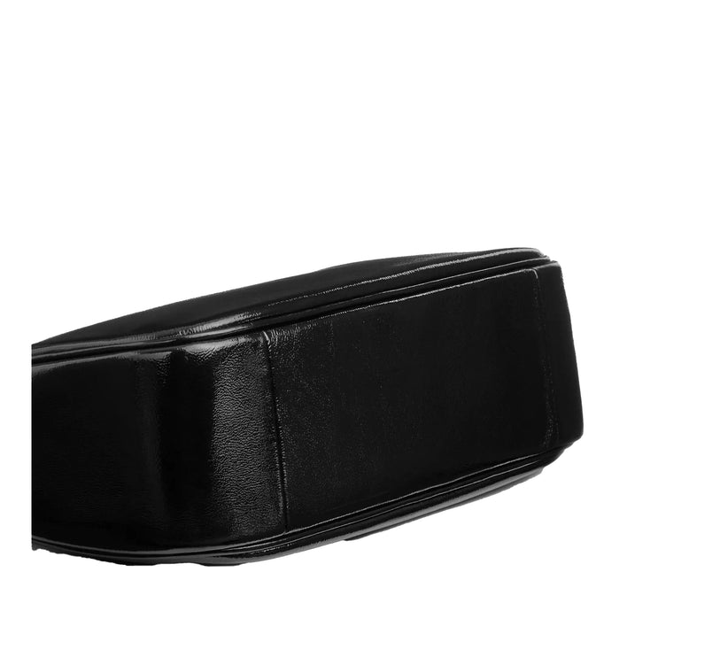 Coach Women's Teri Hobo Bag With Pouch Crinkle Leather Black/Silver