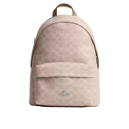Coach Women's Taylor Small Backpack In Signature Canvas Silver/Sand/Taupe