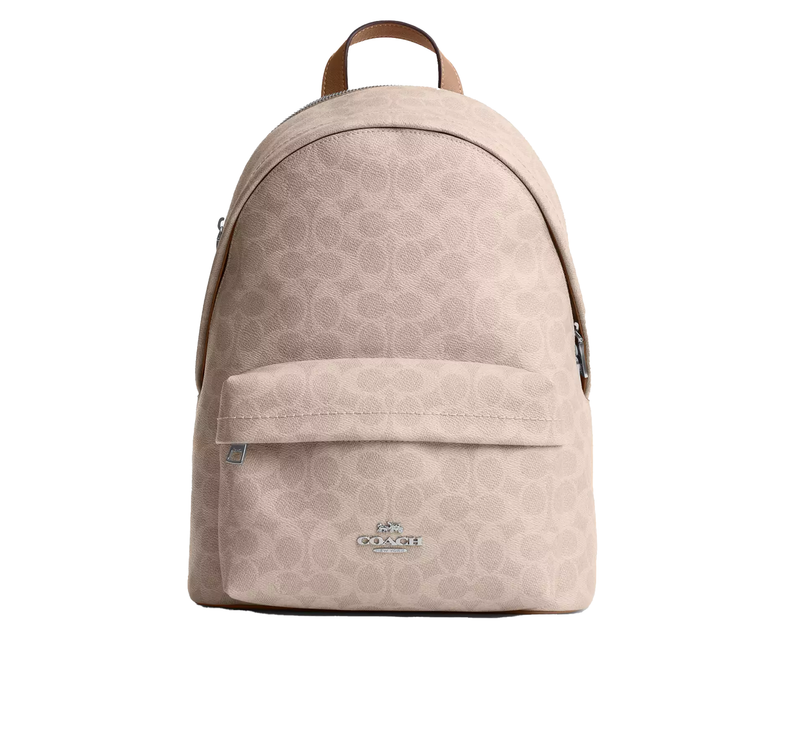 Coach Women's Taylor Small Backpack In Signature Canvas Silver/Sand/Taupe