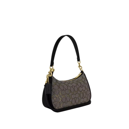 Coach Women's Teri Shoulder Bag In Signature Jacquard Gold/Charcoal