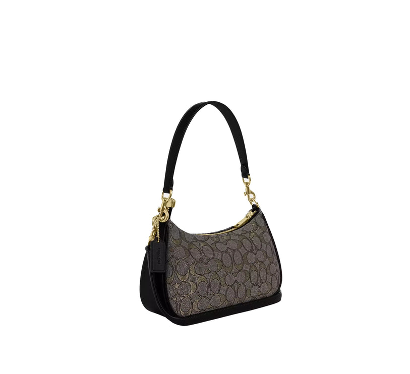 Coach Women's Teri Shoulder Bag In Signature Jacquard Gold/Charcoal