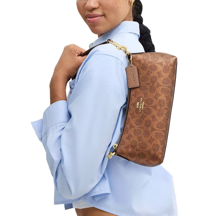 Coach Women's Charlotte Shoulder Bag In Signature Canvas Gold/Brown/Copper