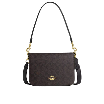 Coach Women's Quinn Bag In Signature Canvas Gold/Walnut/Black