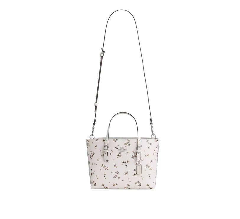 Coach Women's Mollie Tote Bag 25 With Star Print Novelty Leather/White/Silver