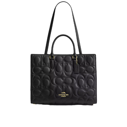 Coach Women's Maggie Tote Bag In Signature Leather Gold/Black