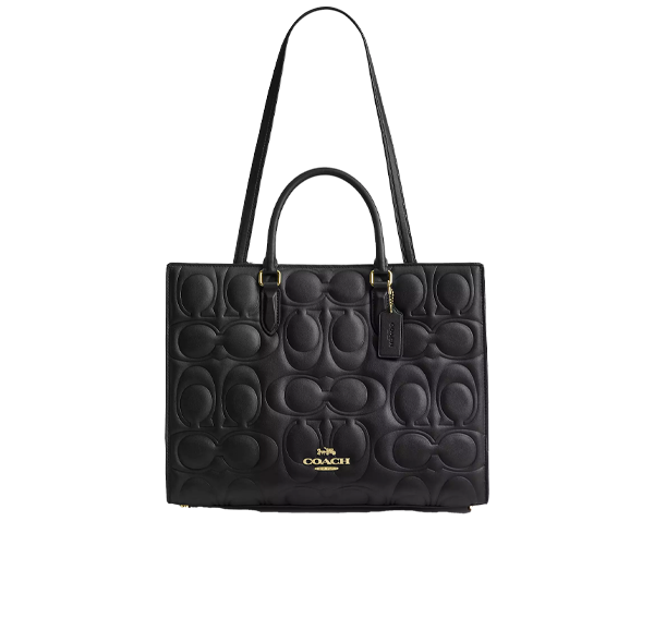 Coach Women's Maggie Tote Bag In Signature Leather Gold/Black