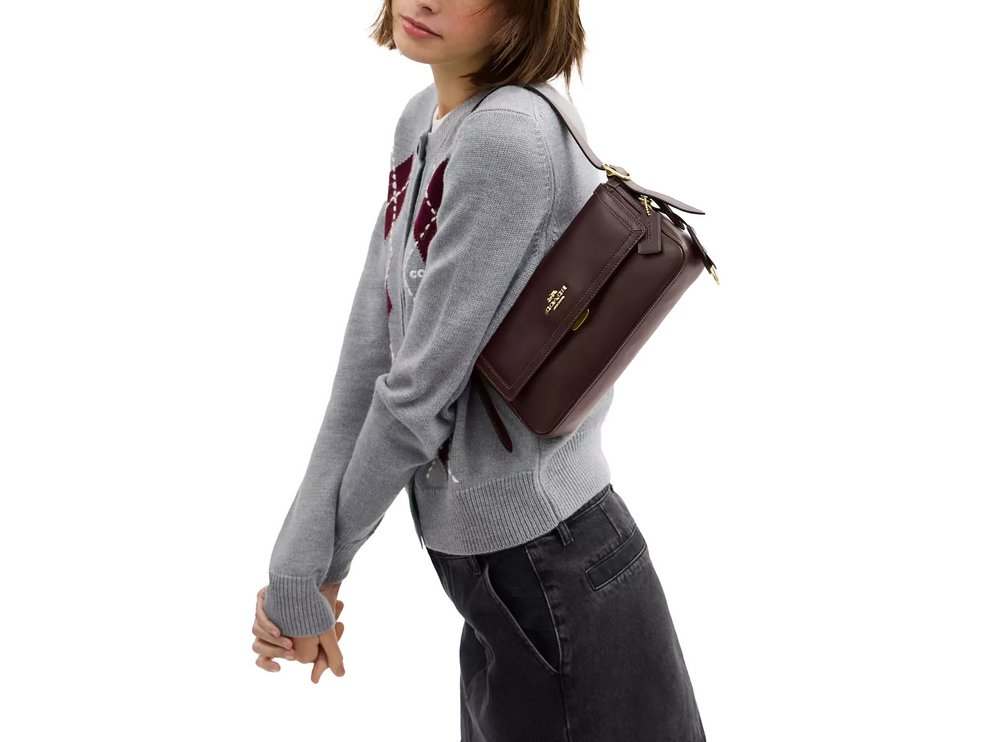 Coach Women's Etta Small Flap Shoulder Bag Gold/Espresso