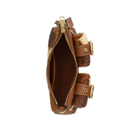 Coach Women's Ashton Shoulder Bag In Haircalf With Cow Print Gold/Cow Multi