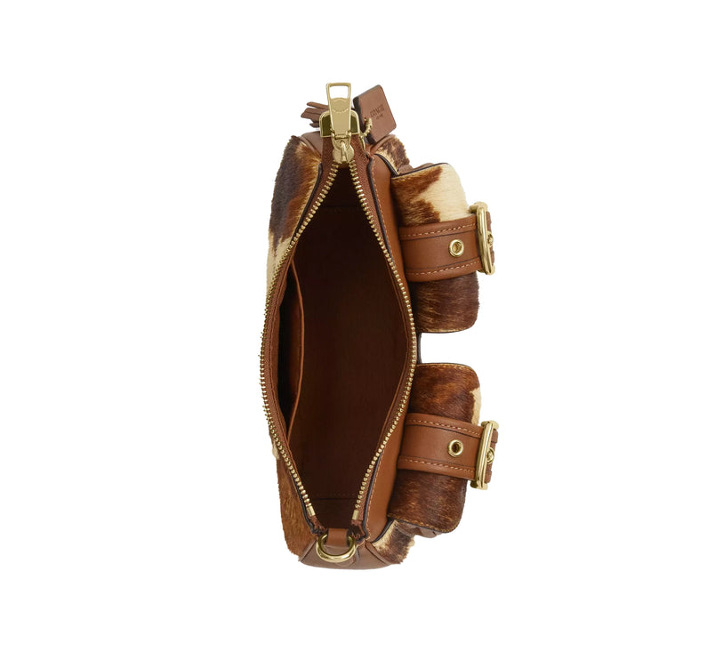 Coach Women's Ashton Shoulder Bag In Haircalf With Cow Print Gold/Cow Multi