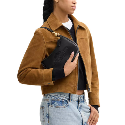 Coach Women's Teri Shoulder Bag With Beaded Coach Graphic Gold/Black