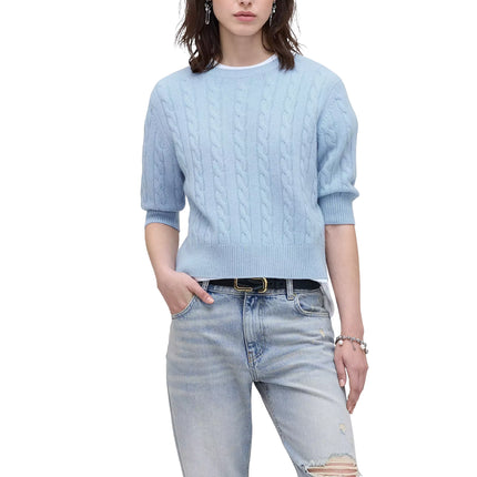 Marc Jacobs Women's Open Back Bow Cable Sweater Blue