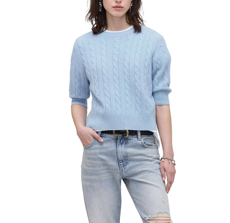 Marc Jacobs Women's Open Back Bow Cable Sweater Blue