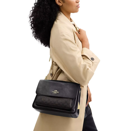 Coach Women's Elodie Crossbody Bag In Signature Canvas Gold/Walnut/Black