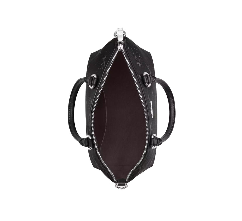 Coach Women's Sadie Satchel Bag With Star Print Black/Silver