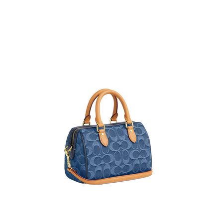 Coach Women's Mini Rowan Crossbody Bag In Signature Denim Gold/Indigo