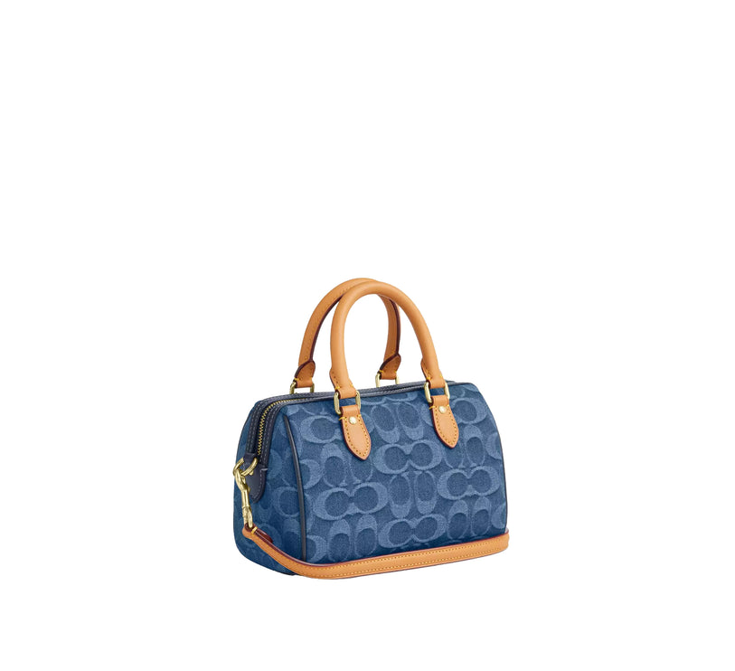 Coach Women's Mini Rowan Crossbody Bag In Signature Denim Gold/Indigo