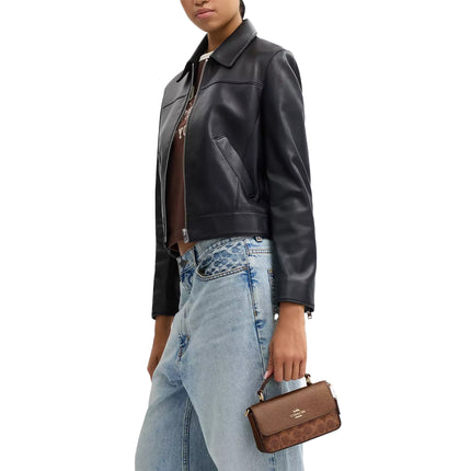 Coach Women's Mini Josie Top Handle Bag In Signature Canvas Gold/Brown/Copper