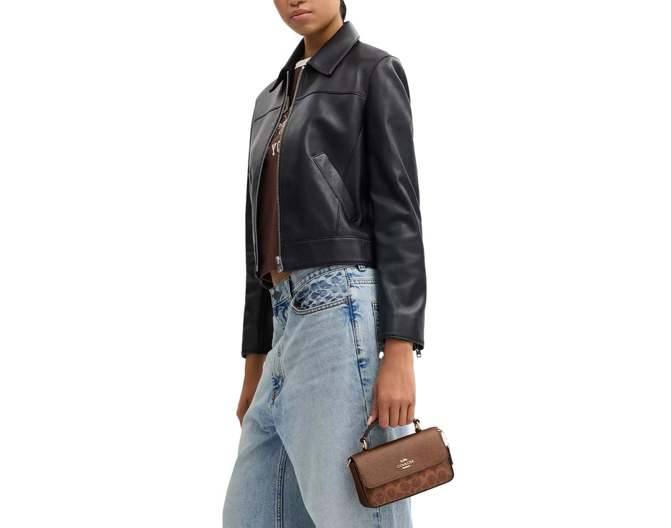 Coach Women's Mini Josie Top Handle Bag In Signature Canvas Gold/Brown/Copper