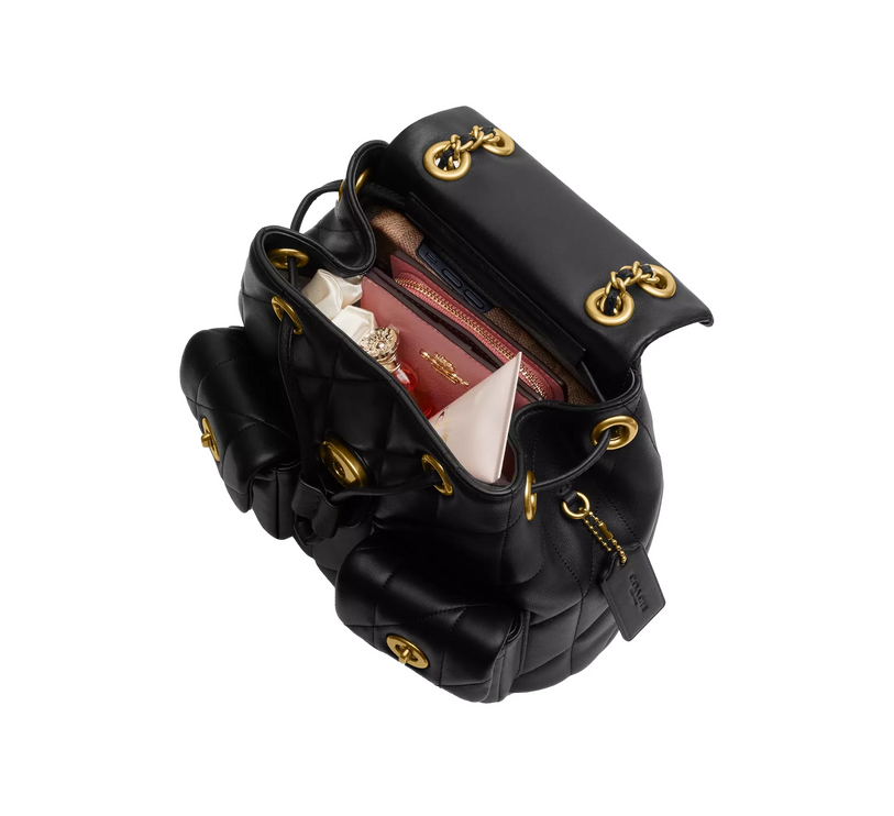 Coach Women's Tabby Backpack With Pillow Quilting Brass/Black