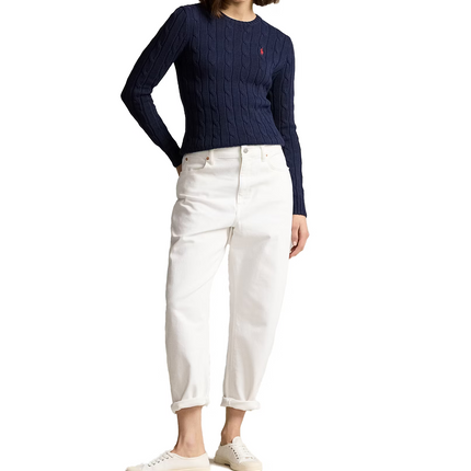 Polo Ralph Lauren Women's Cable-Knit Cotton Crewneck Sweater Hunter Navy
