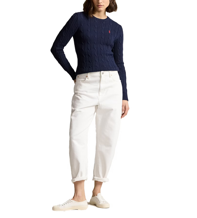Polo Ralph Lauren Women's Cable-Knit Cotton Crewneck Sweater Hunter Navy